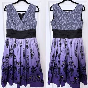 Disney Dress Shop Haunted Mansion Wallpaper Midi Dress NWT Sz L Womens